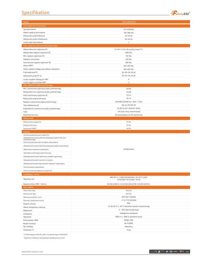 FelicityESS T-REX-50KHP3G01 50kW Hibrīdais Invertors