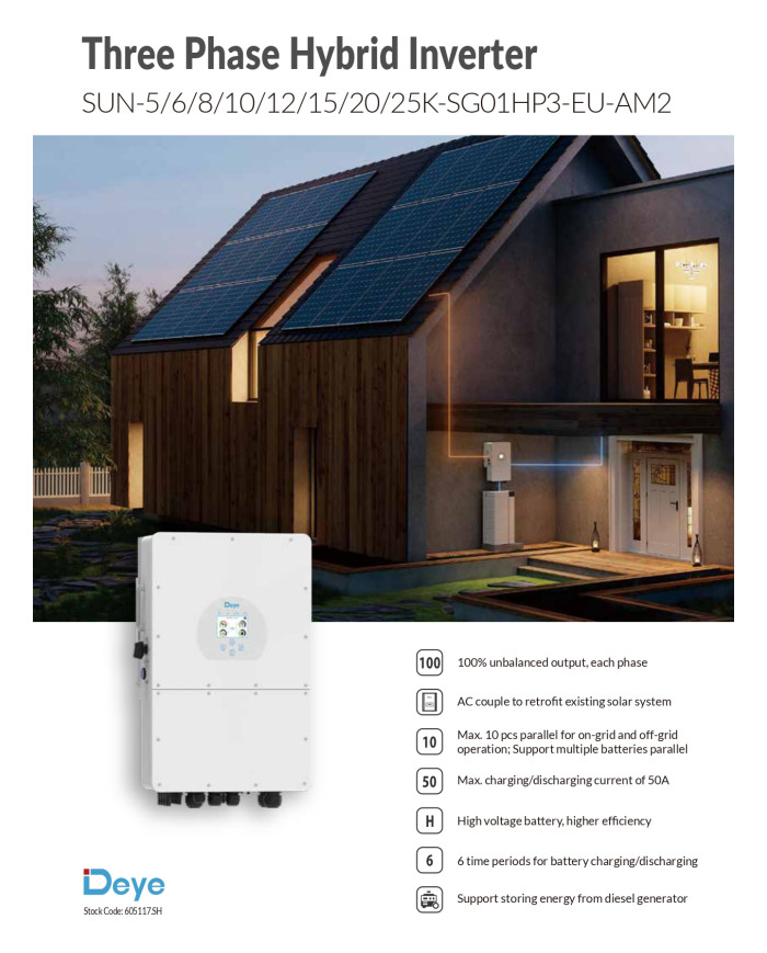 Deye SUN-12K-SG01HP3-EU-AM2 12kW Hybrid Wechselrichter
