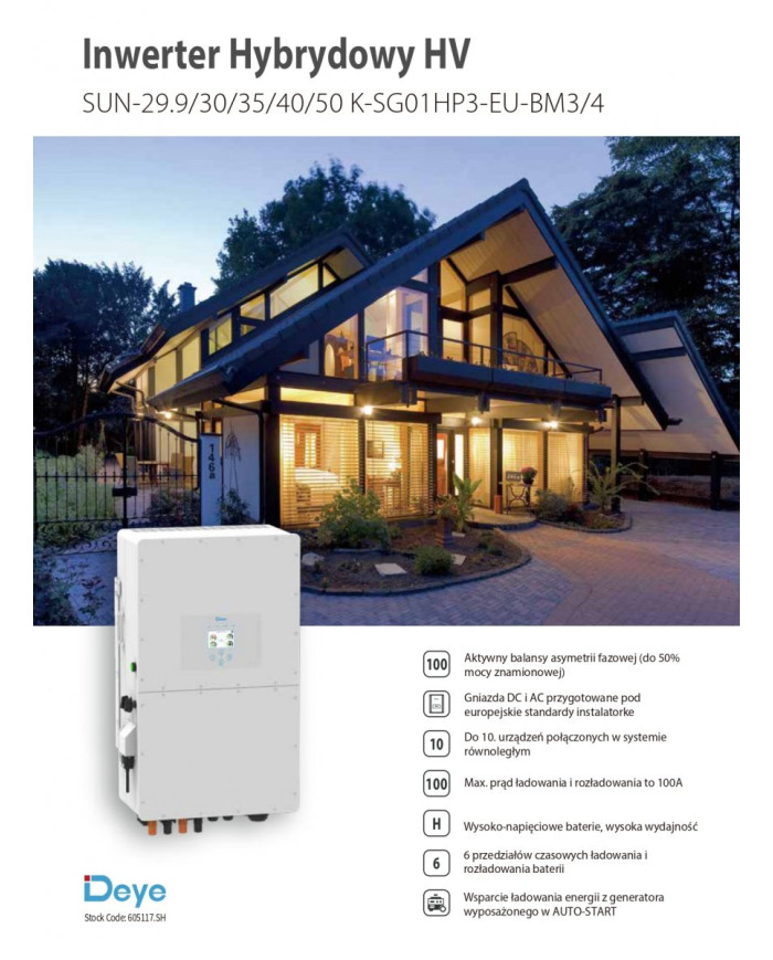 DEYE SUN-50kW-SG01HP3-EU-BM4 Υβριδικός Μετατροπέας