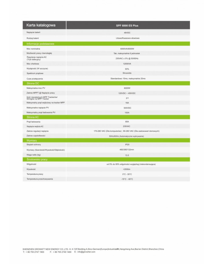 GROWATT SPF 6000ES PLUS 6kW Off-Grid Inverter