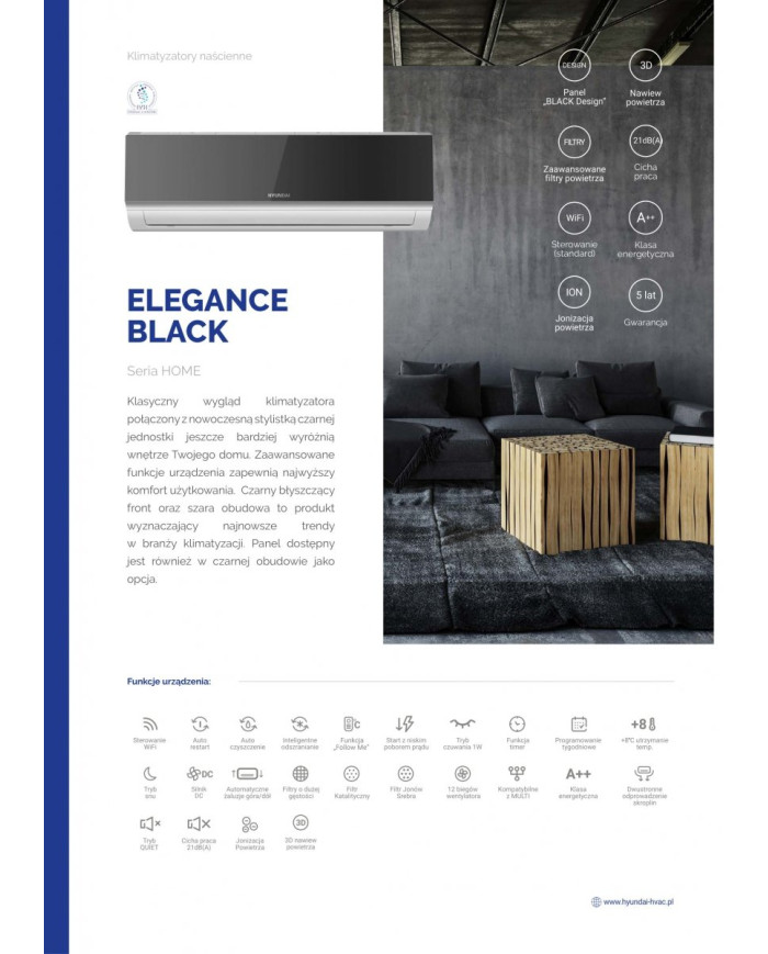 HYUNDAI Ar Condicionado de Parede 7,0kW ELEGANCE BLACK