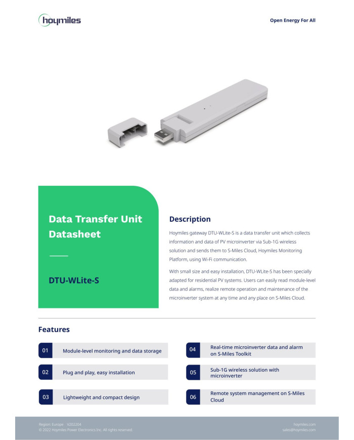 HOYMILES DTU-WLite-S - Dataoverføringsenhed