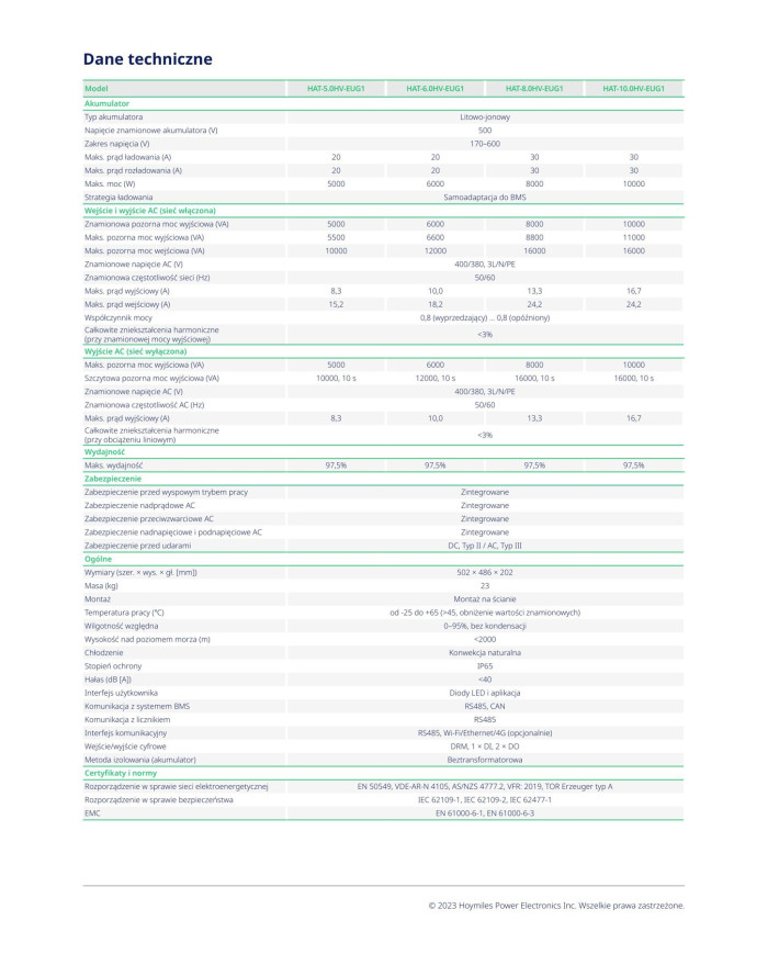 HOYMILES HAT-5.0HV-EUG1 - Inversor Híbrido 5kW Trifásico