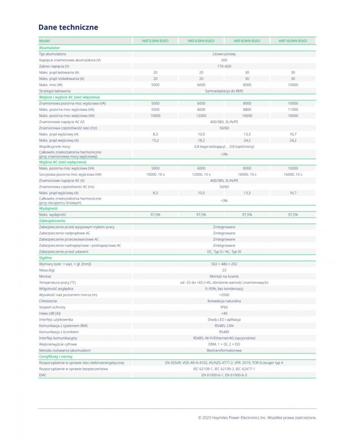 HOYMILES HAT-5.0HV-EUG1 - Inversor Híbrido 5kW Trifásico
