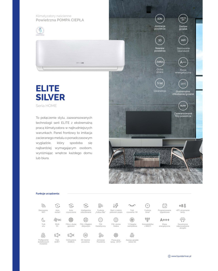 HYUNDAI 5,3kW ELITE SILVER Wand Airconditioner