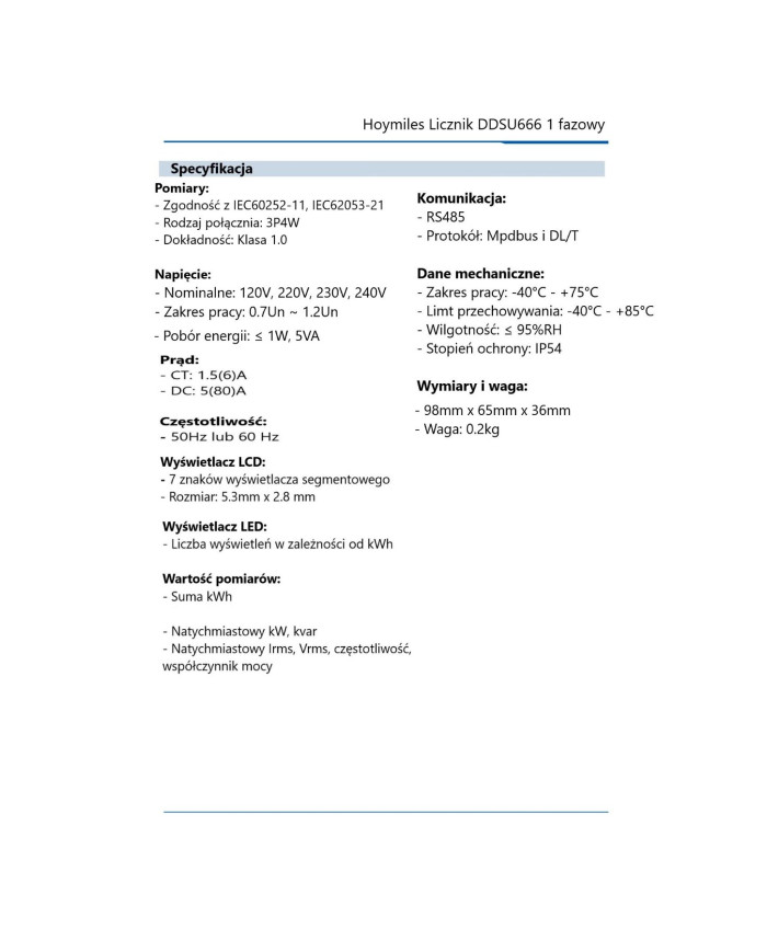 Hoymiles DDSU 666 Energimätare 1-fas med CT 100A