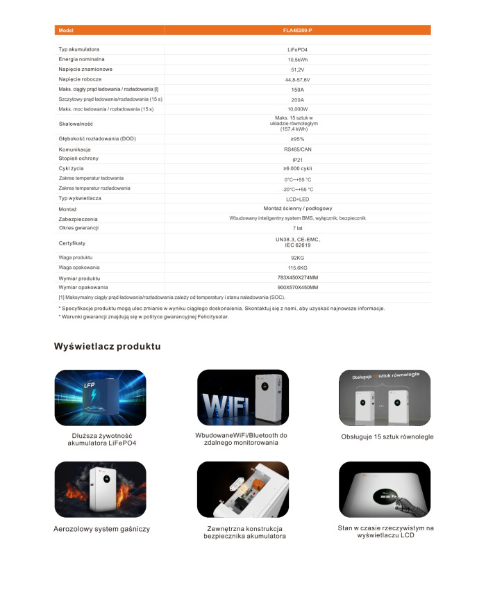 Felicity FLA48200-P 10,24kWh 51,2V Batterie Lithium
