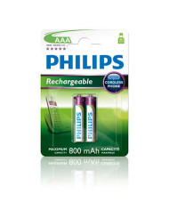 Philips AAA 800mAh Pilhas Recarregáveis NiMH, 2 Unidades