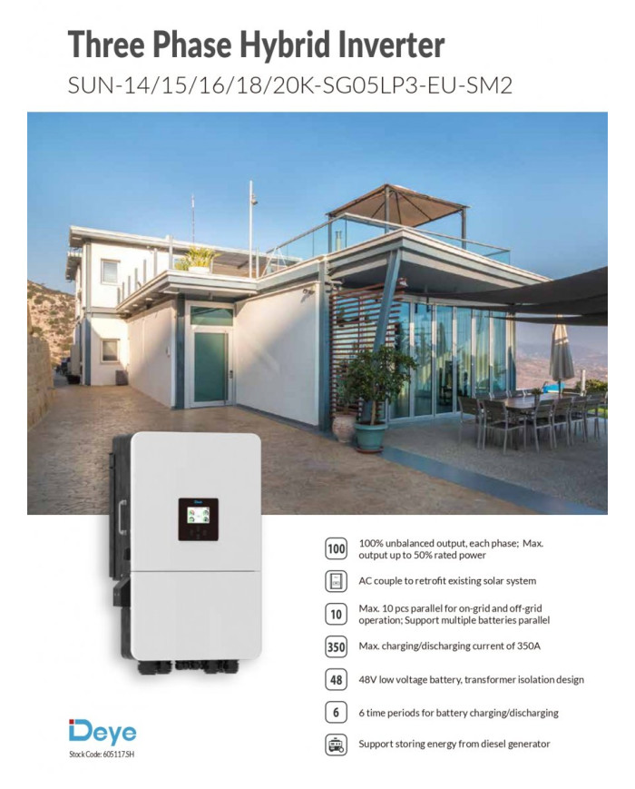 DEYE SUN-15K-SG05LP3-EU-SM2 Inversor Híbrido 15kW