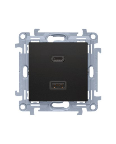 KONTAKT-SIMON Simon 10 Φορτιστής USB-C/A 30W QC Μαύρο Ματ