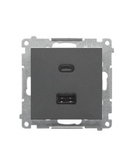 KONTAKT-SIMON Simon 55 Φορτιστής USB A+C, 18W, Γραφίτης Ματ