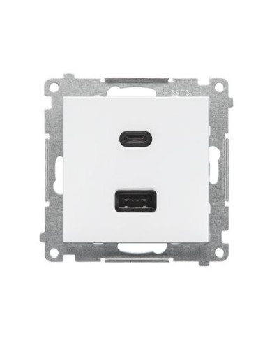 Simon 55 încărcător USB dublu Tip C+A 30W alb mat modul