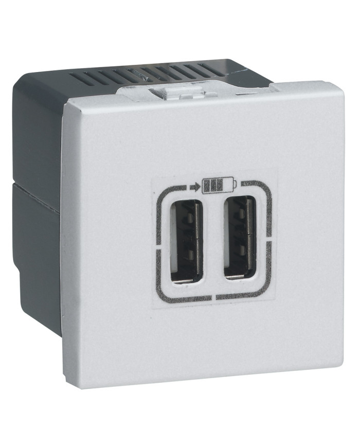 Legrand Mosaic Διπλός Φορτιστής USB-A, 2 Μονάδες, 15W, Λευκό