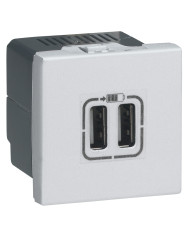 Legrand Mosaic Dubultais USB-A Lādētājs, 2 Moduļi, 15W