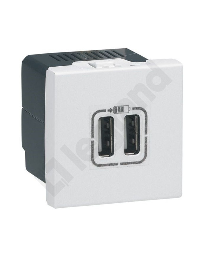 Legrand Mosaic Caricatore Doppio USB-A, 2 Moduli, 15W