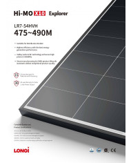 LONGi Hi-MO X10 Explorer LR7-54HVH-480M 480W Μαύρο Πλαίσιο