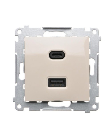 Simon 54 Premium Dupla USB Töltő C+A, 18W, Krém