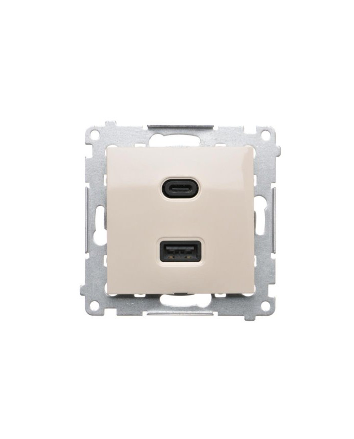 Simon 54 Premium Încărcător Dublu USB C+A, 18W, Crem