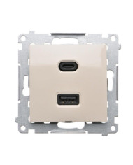 Simon 54 Premium Dupla USB Töltő C+A, 18W, Krém