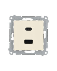 Simon 54 Premium Dupla USB Töltő C+A, 18W, Krém