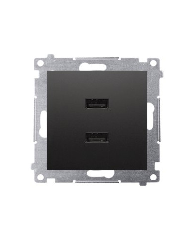 Simon 54 Premium Dobbelt USB-oplader A+A, Sort Mat