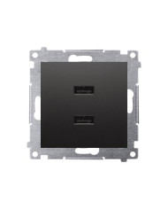 Simon 54 Premium Încărcător Dublu USB A+A, Negru Mat