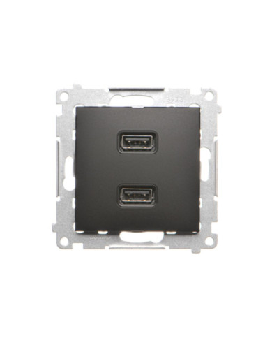 Simon 54 Premium Doppio Caricatore USB A+A, Nero Opaco