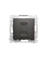 Simon 54 Premium Doppio Caricatore USB A+A, Nero Opaco