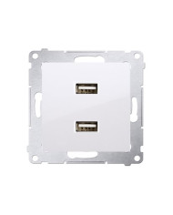 Simon 54 Premium, Podwójna Ładowarka USB A+A, Biała