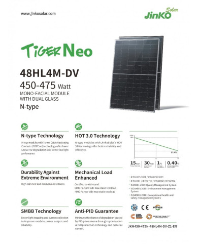 Jinko Solar Tiger Neo JKM460N-48HL4M-DV 460W Čierny Rám