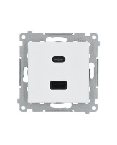 Simon 54 Módulo Cargador USB C+A, 30W, Blanco Quick Charge