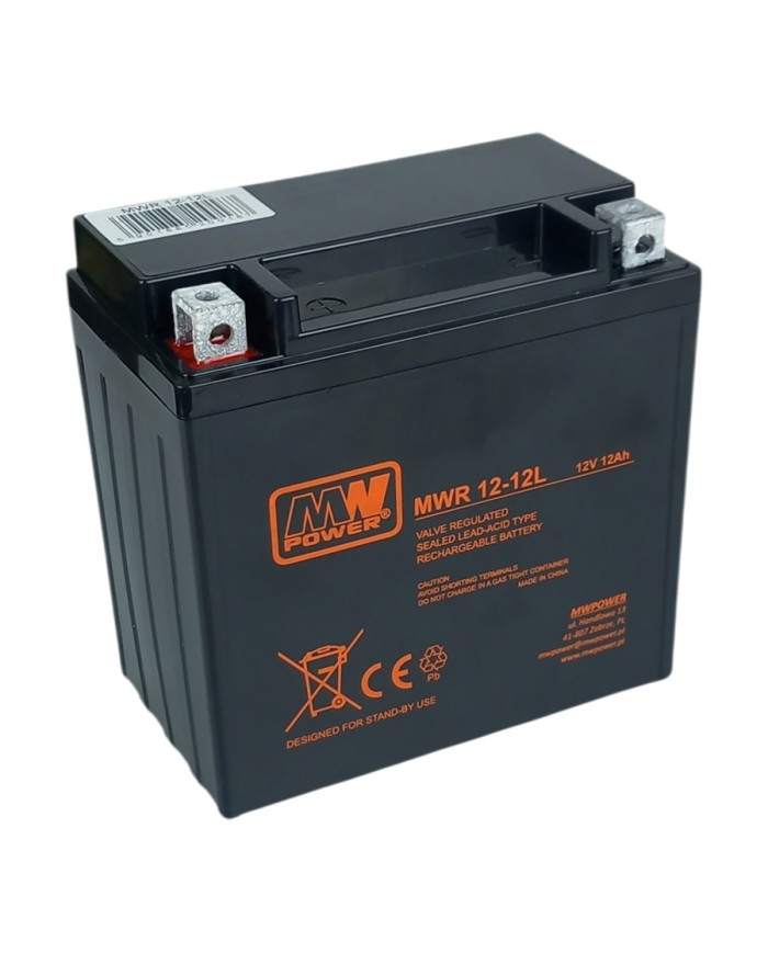 Motorcykelbatteri VRLA AGM 12V 12Ah (L+)