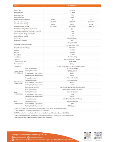 Felicity FLH48100R13G1 Armadio Rack LiFePO4 (13 Piani)
