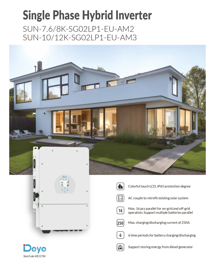 DEYE SUN-10K-SG02LP1-EU 10 kW Hübriidmuundur