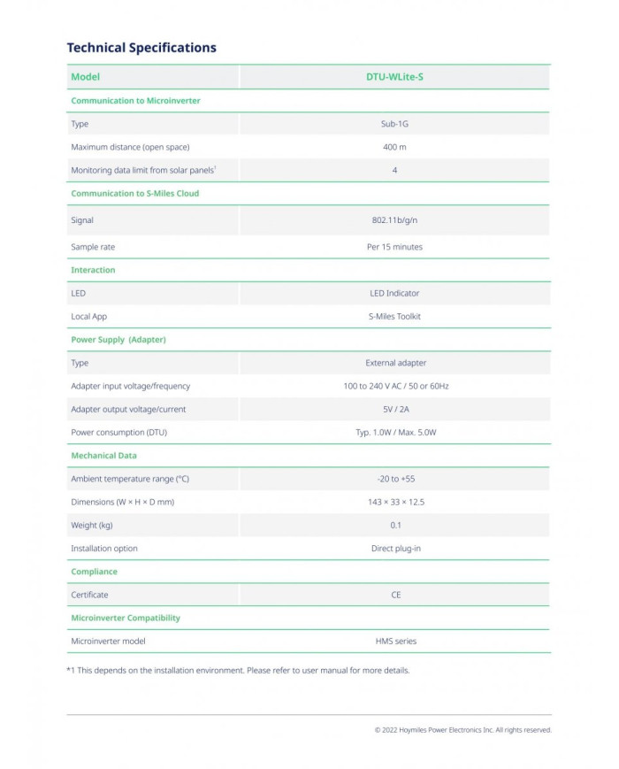 HOYMILES DTU-WLite-S - Unitate de Transfer de Date