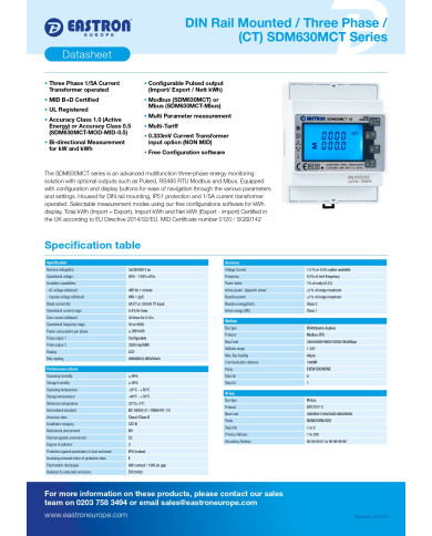 Třífázový energetický měřič Solplanet Eastron SDM630-MODBUS
