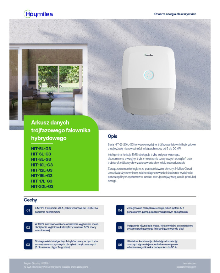 HOYMILES HIT-5L-G3 Hybride Omvormer 5kW 3-Fase