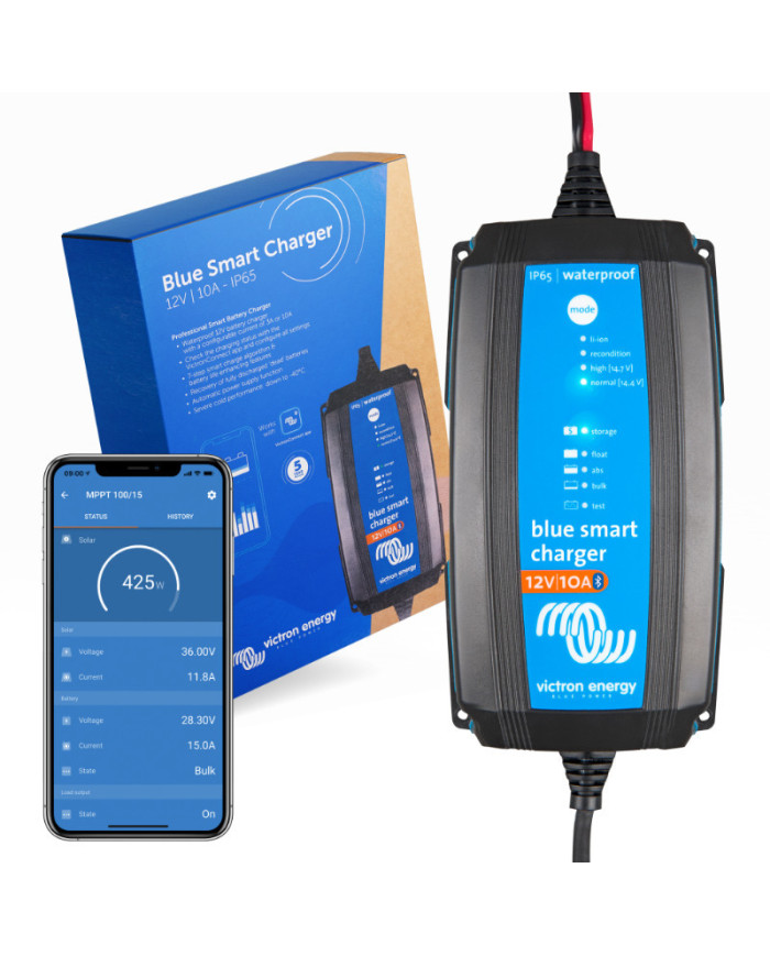 Carregador 12V 10A Victron Blue Smart IP65 Tomada DC