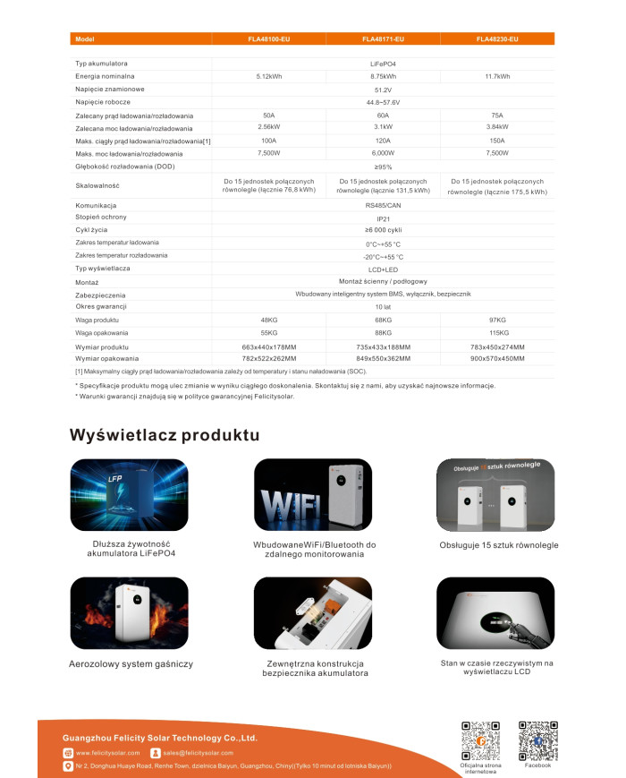 Felicity FLA48100 5,12 kWh LiFePO4 Baterija 51,2 V