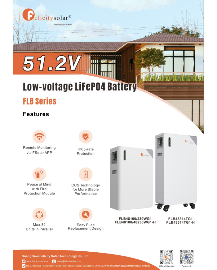 Felicity Solar FLB48100WF1-H 5.12kWh Akumulators Apkure