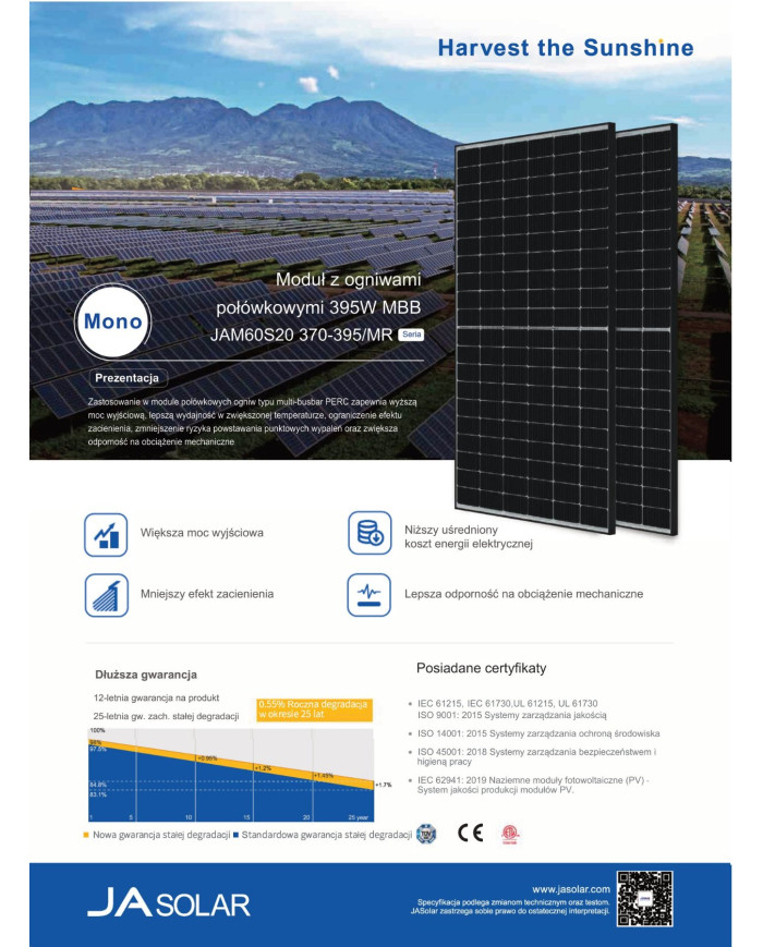 JA SOLAR JAM60S20-HC MONO 380W Black Frame