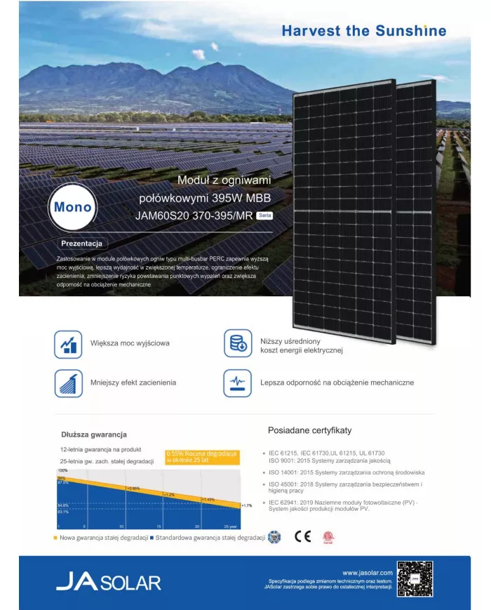 JA SOLAR JAM60S20-HC MONO 385W MR Cornice Nera