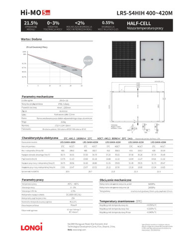 LONGI LR5-54HIH 9BB Half Cut MONO 410W Black Frame