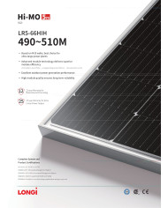 LONGI LR5-66HIH 9BB Half Cut MONO 500W Must raam