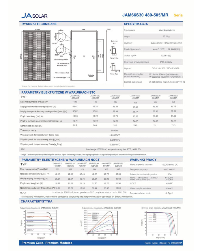 JA Solar JAM66S30-HC 500W Crni okvir