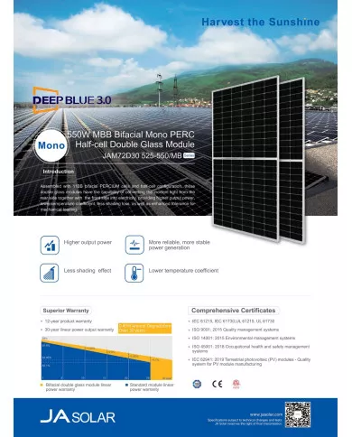 JA SOLAR JAM72D30-HC BIFACIAL MONO 540W MR