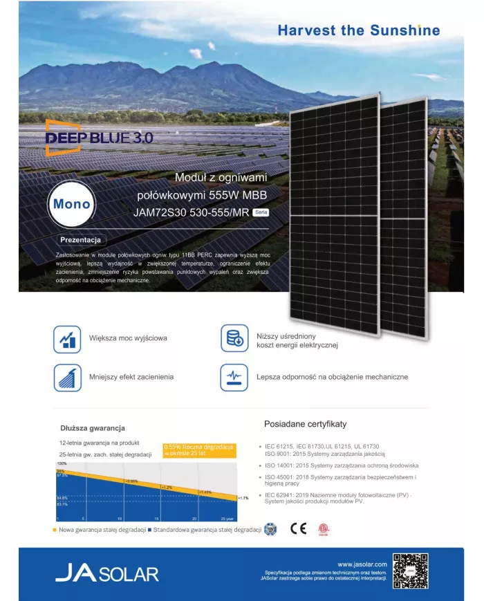 JA Solar JAM72S30-HC MONO 550W MR MC4