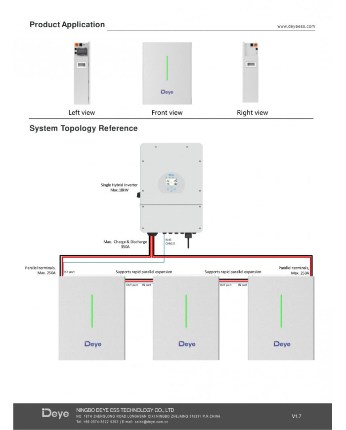 Deye RW-F10.2-B 10.24 kWh LiFePO4 mājas uzglabāšanas sistēma