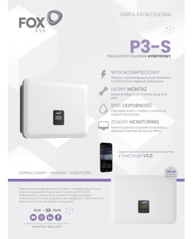 FoxESS P3 PRO-20 dreiphasiger Hybrid-Solarwechselrichter 20 kW