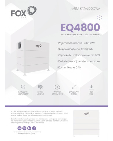 FoxESS EQ4800-S visokonaponski modularni baterijski modul 4,66 kWh CAN